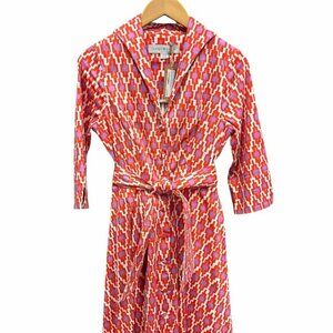 Lesly Evers Red and Violet Button Down Shirt Dress - Size XS